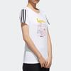 adidas Нео три полоски с цветным блоком и принтом, футболка с круглым вырезом и короткими рукавами, женские топы, белый GK1568