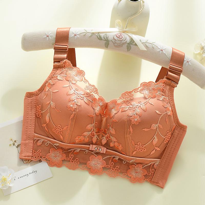 Bra For Gathering Women Embroidered And Collecting Accessory Bras Adjustable Bra Without Steel Rings