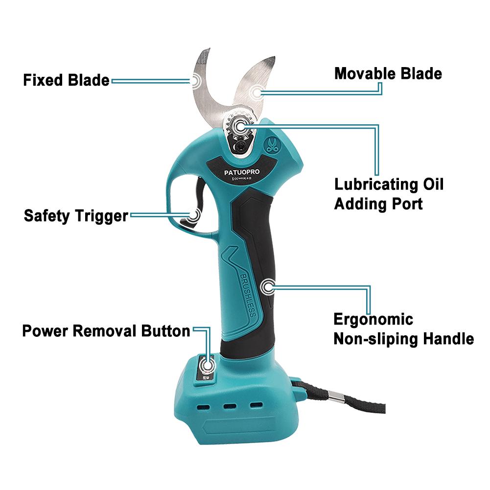 PATUOPRO 30MM Brushless Electric Scissors Cordless Pruning Shears Cutting Machines Handheld Power Tools For Makita 18V Battery