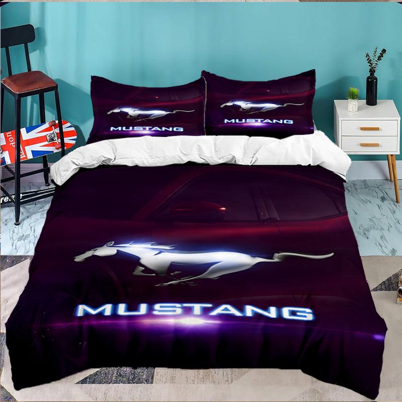 3PCS Mustang Bedding Set,Including 1pc Duvet Cover And 2pcs Pillowcases Perfect for Bedroom, Dormitory, Large size Fan Christmas gift