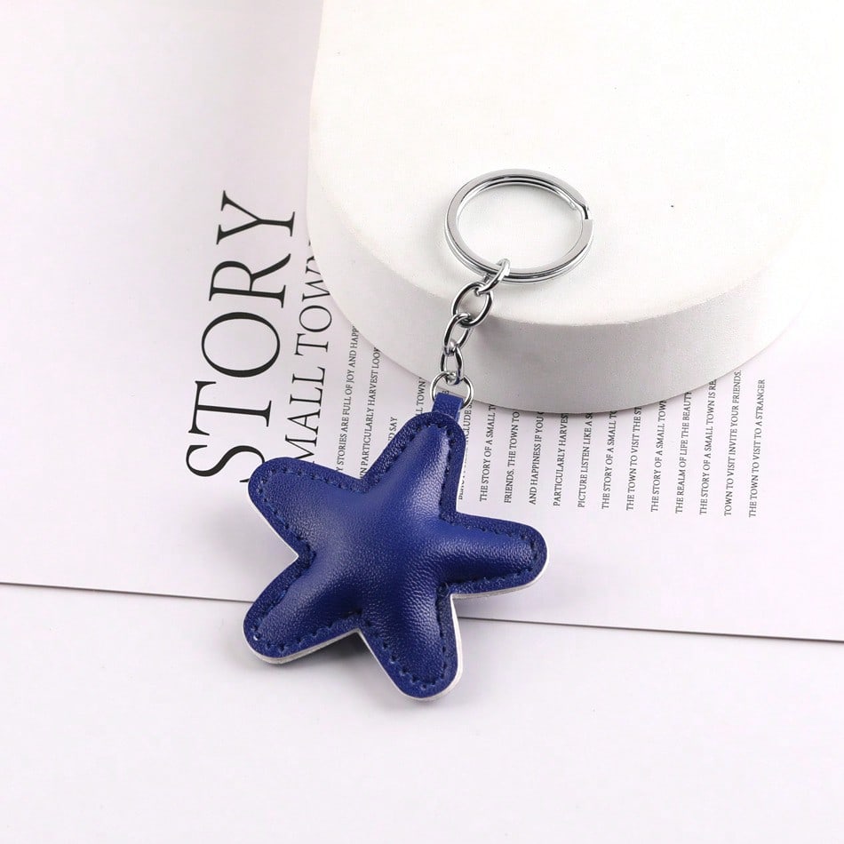 1pc Unisex Five-Pointed Star Keychain With PU & Padding Star Pendant Couple Gift Bag Decoration Hanging Ornament