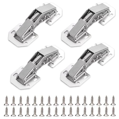 LIKENNY Sliding Hinges, Cabinet Hinges, Set of 4, Stainless Steel, Hidden Hinge Repair, Fixing Hardware for Doors, Furniture Doors, Shoe Cabinets, She