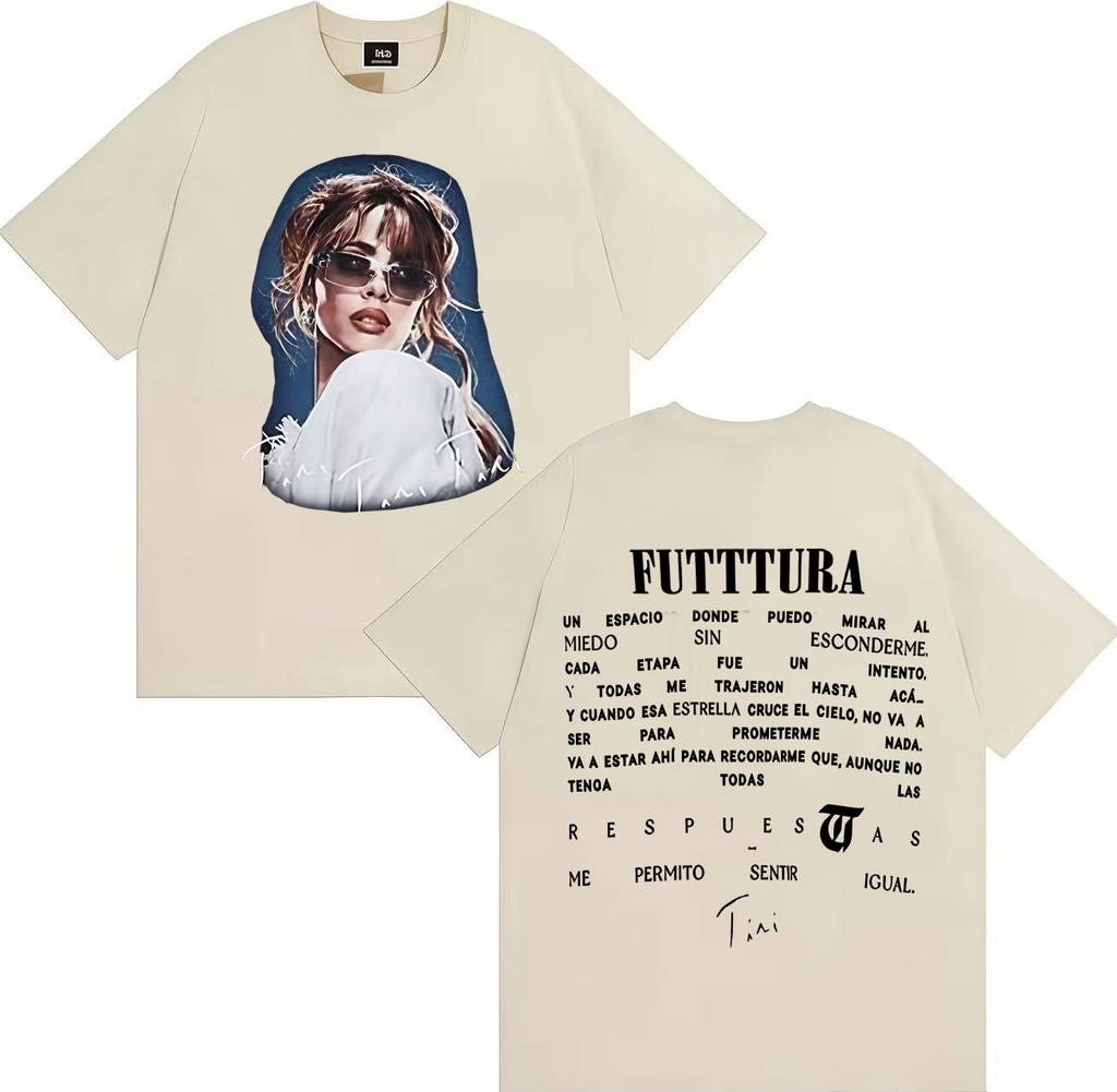 Summer Hit Singer TINI Futttura's Album Pop Music Gothic 2025 Summer Print 100% Pure Cotton Fashion Loose Casual T-shirt