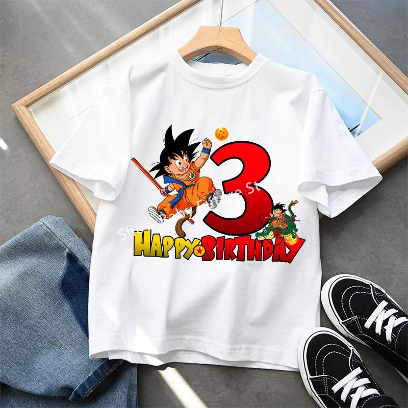 Футболка Dragon Ball Goku Летняя Белая Детская С Короткими Рукавами Хлопковая Одежда Мультяшное Аниме Детская Каваи Милая Подарки Дышащая Мягкая