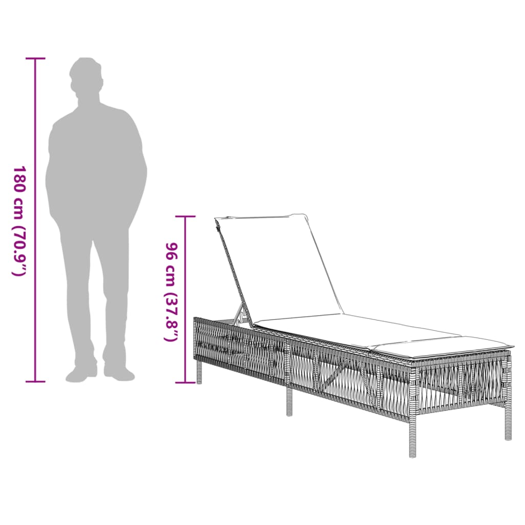 Sun Loungers with Cushions 2 pcs Light Grey Poly Rattan