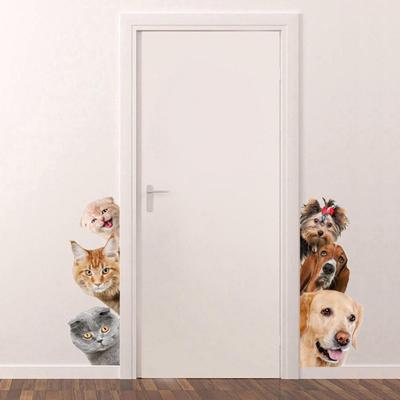 Прекрасная собака/кошка узор стикер на стену съемная дверь спальни DIY наклейка домашний декор