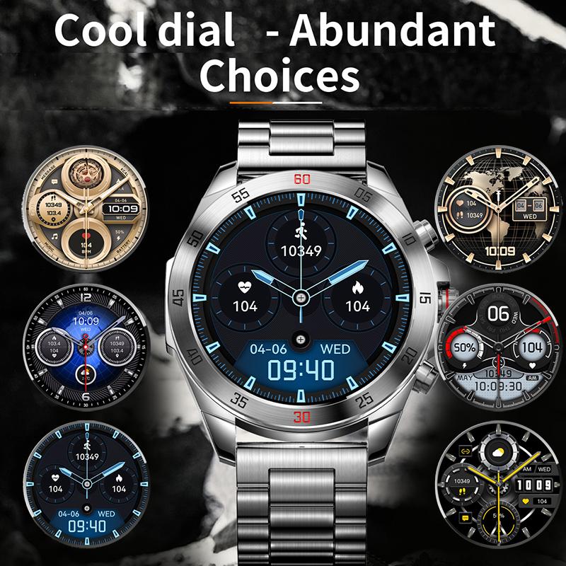 Умные часы со стальной полосой 1,43 дюйма Bluetooth спортивные часы с пульсометром браслет