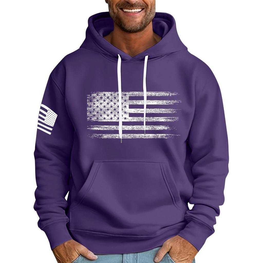 Мужская свободная толстовка с капюшоном и принтом флага, мужская повседневная модная спортивная толстовка