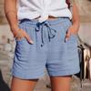 Summer Loose Casual Women Shorts New Fashion High Waisted Pleated Lace-up Wide Leg Shorts for Women Elegant Ladies Pockets Cotton Short Pants 1012