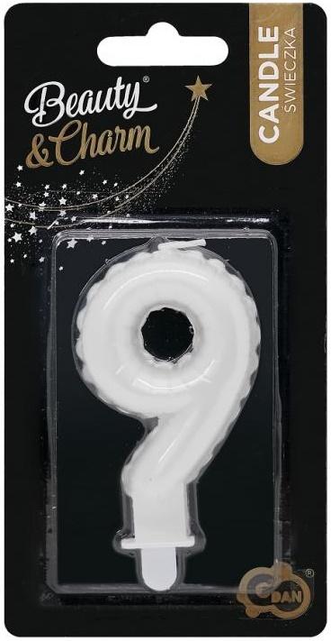 Candle Number 9 Nine Pearl White 7cm