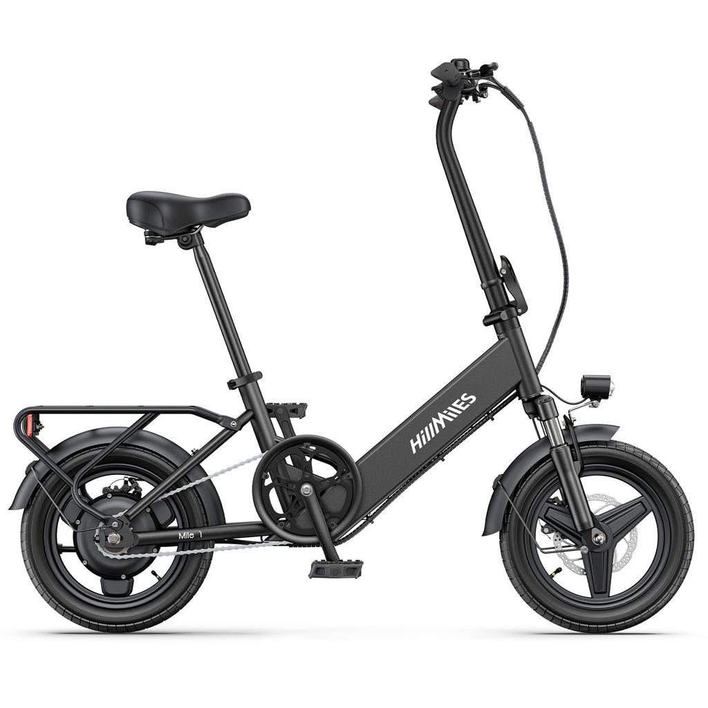 HillMiles Mile 1 14" Portable Folding Electric Bicycle with 250W 36V10.4Ah, Disc Brakes, Step-Through Frame for Daily Commute & Leisure