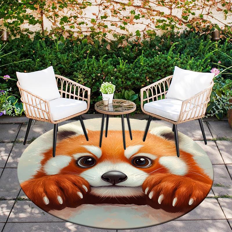 Круглый ковер с узором Красная панда, Ковер для гостиной, спальни, дивана, игровой комнаты, Нескользящий коврик для пола, Праздничные и Подарок на день рождения