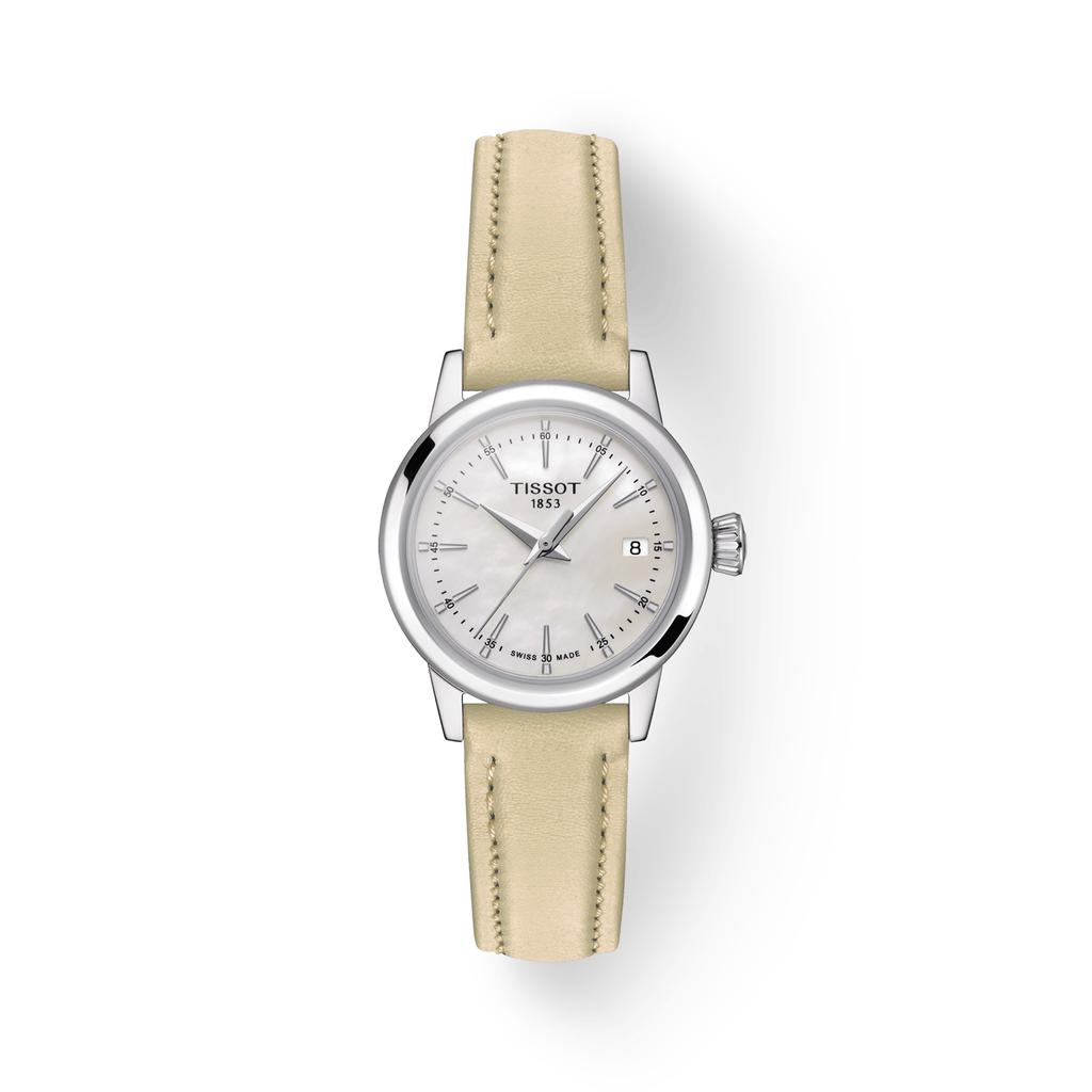 Tissot Кожаный ремешок Белый перламутровый циферблат Мужские модные часы T129.210.16.111.00