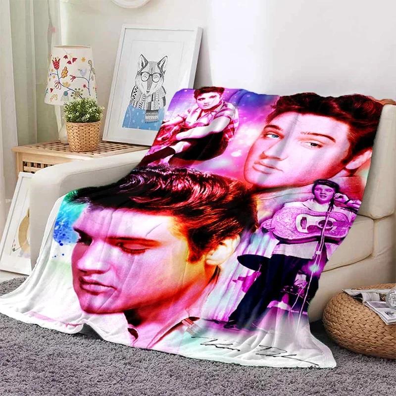 E-Elvis Presley Throw Blanket Soft Flannel Thin for Bed Sofa Cover Bedspread Home Deco Picnic Cooling Blankets for Beds Gift