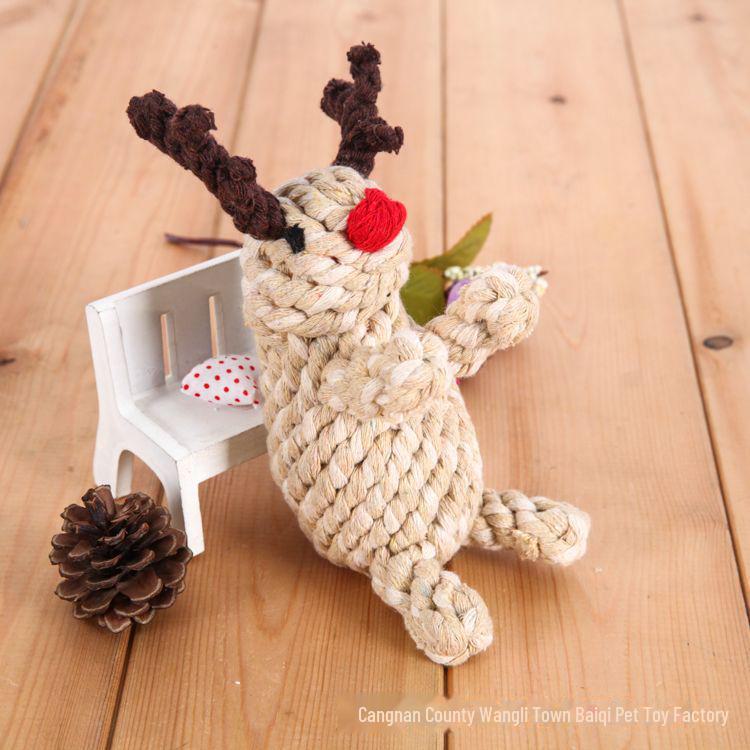Игрушка для собак Sika Deer из хлопковой веревки ручной работы для чистки зубов на Рождество