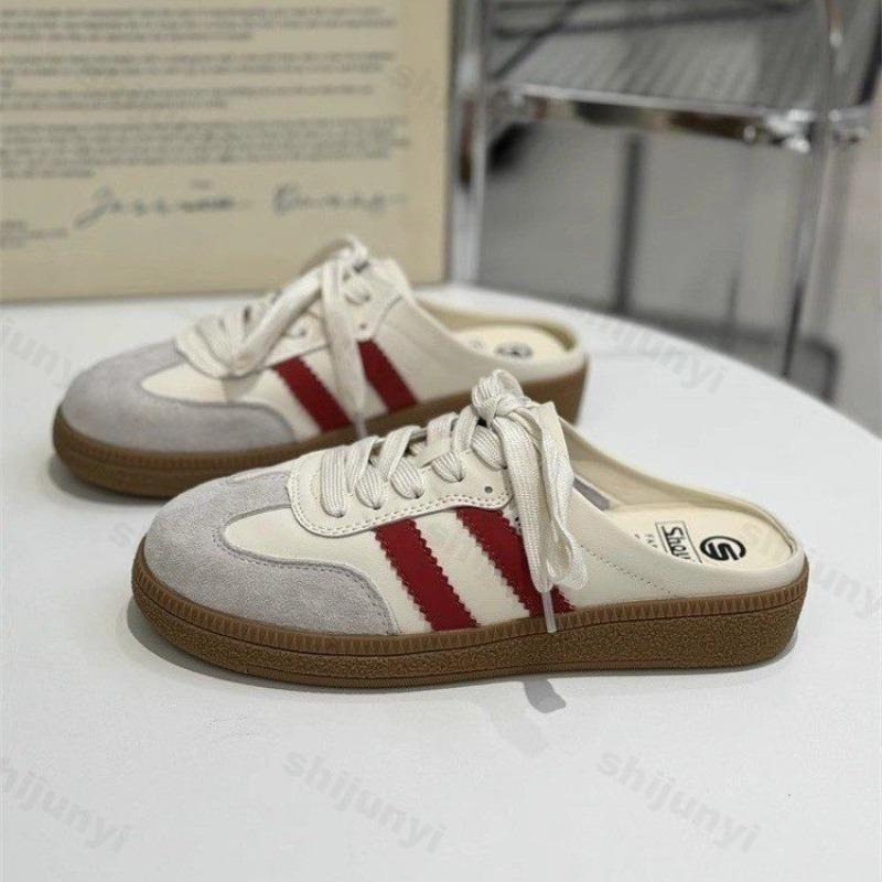 Модные летние женские мюли, спортивные туфли с круглым носком на плоской подошве, женская обувь, кроссовки, сабо на платформе, слипоны, модные удобные полушлепанцы