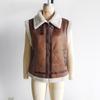 FASHION2024 Зимняя новая повседневная куртка без рукавов с лацканами на молнии из искусственной кожи, жилет, женская одежда