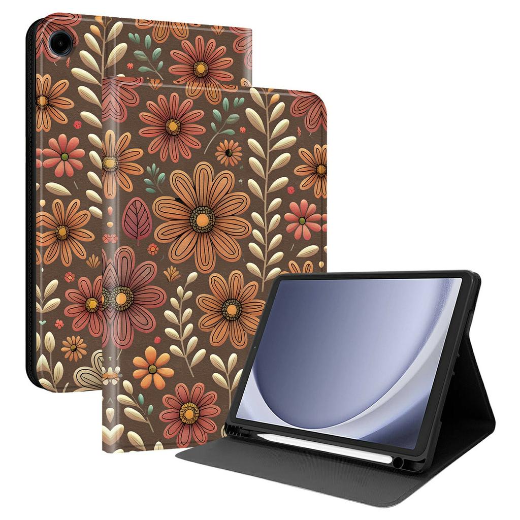 Чехол из ПУ кожи для Samsung Galaxy Tab A11 / Tab A9 с принтом, подставка для планшета с слотом для стилуса (Стилус не входит в комплект)