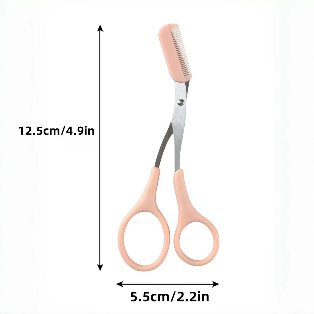 1pc Pink Eyebrow Scissors with Comb - Stainless Steel Precision Grooming Tool for Home Salon Use, Easy To Use Brow Shaping