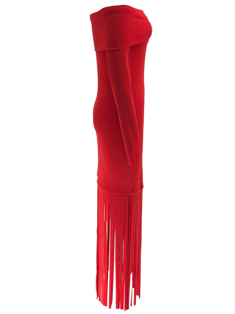 Европейское и американское вечернее платье-футляр на одно плечо с бахромой