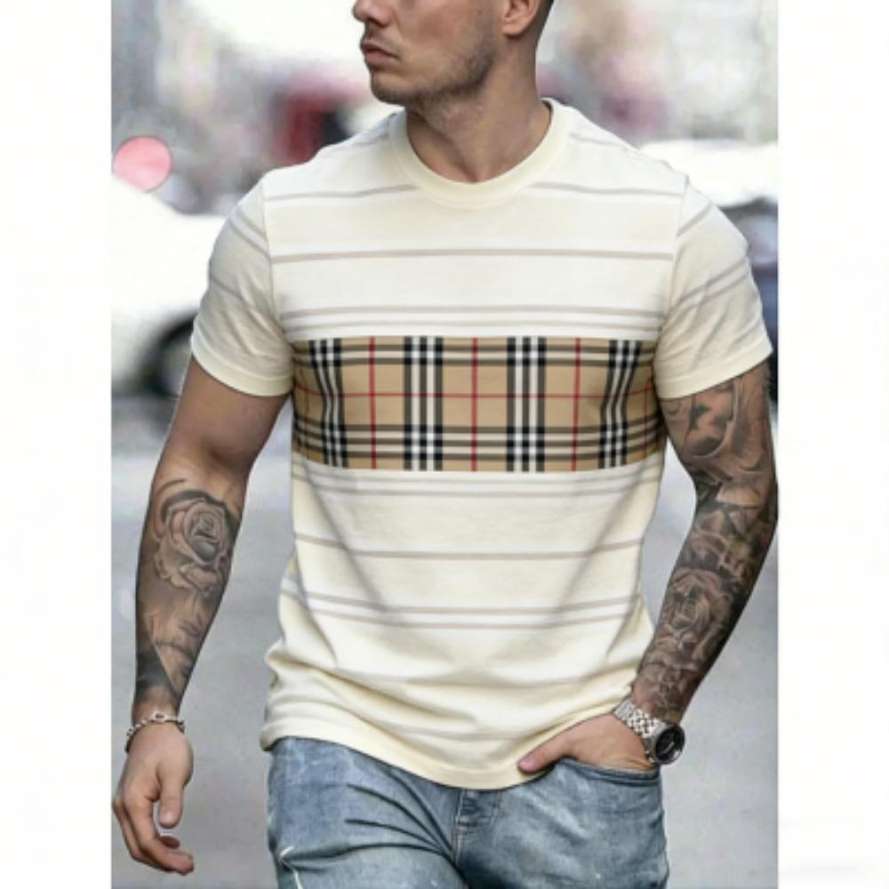 Fashion Summer Men's T-Shirt Grid Motorcycle 3D Print Tees Top Street Casual Loose Outdoor Short Sleeve Plus Size Women T-shirt