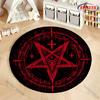 Goat Head Pentagram Printed Round Rugs 666 and 999 Mysterious Round Carpets Suitable for Rooms, Living Rooms,Computer Rooms Gift