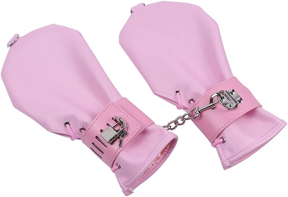 Bondage Leather with Two PU SM Training Dog Adult Sex Toy Handcuffs, Restraints, Gloves, Handcuffs, Locks, Tool, Costume, Sexy, Play, Cosplay, Fetish,