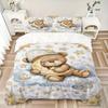 Teddy Bear Night Print 3Pcs Bedding Setduvet Cover With 2 Bedropillowcase Home Birthday Gift
