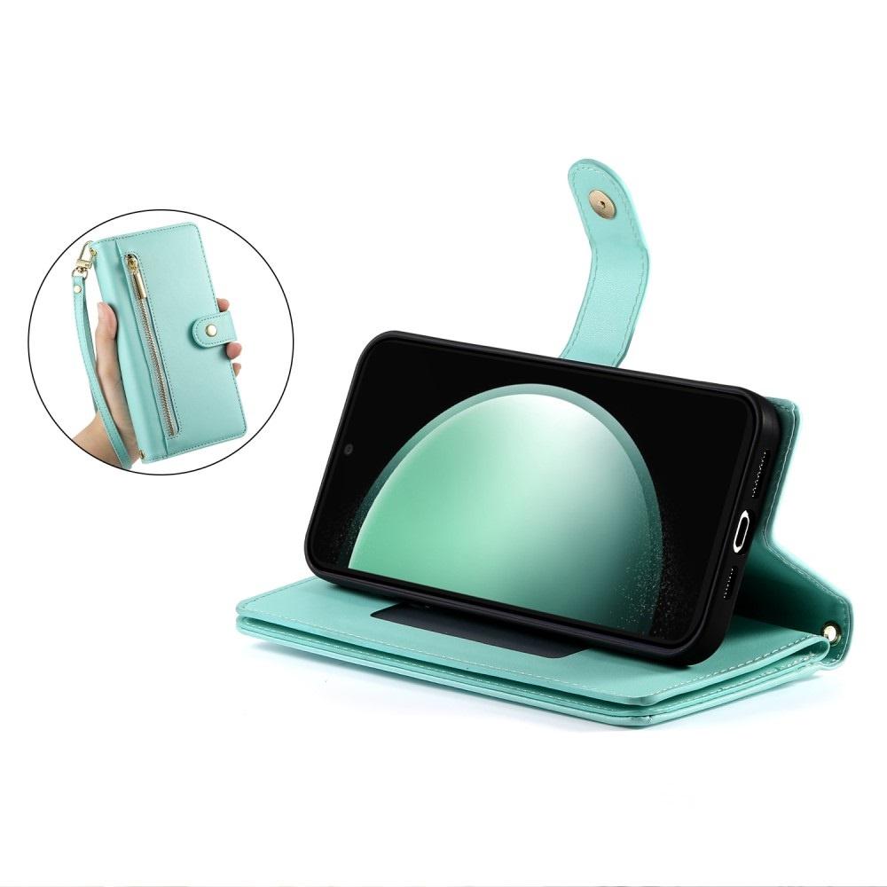 Samsung Galaxy S25 Edge Flip Case, Wallet Zipper Pocket, Mint