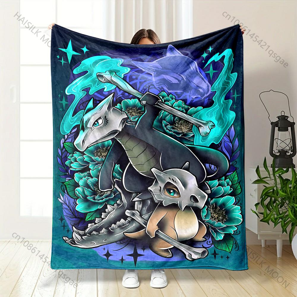 Multiple Sizes Pokemon Cubone Printed Blanket Flannel Fluffy Soft Blanket for Adult Kids Plush Sofa Bed Car Camping Luxury Gifts