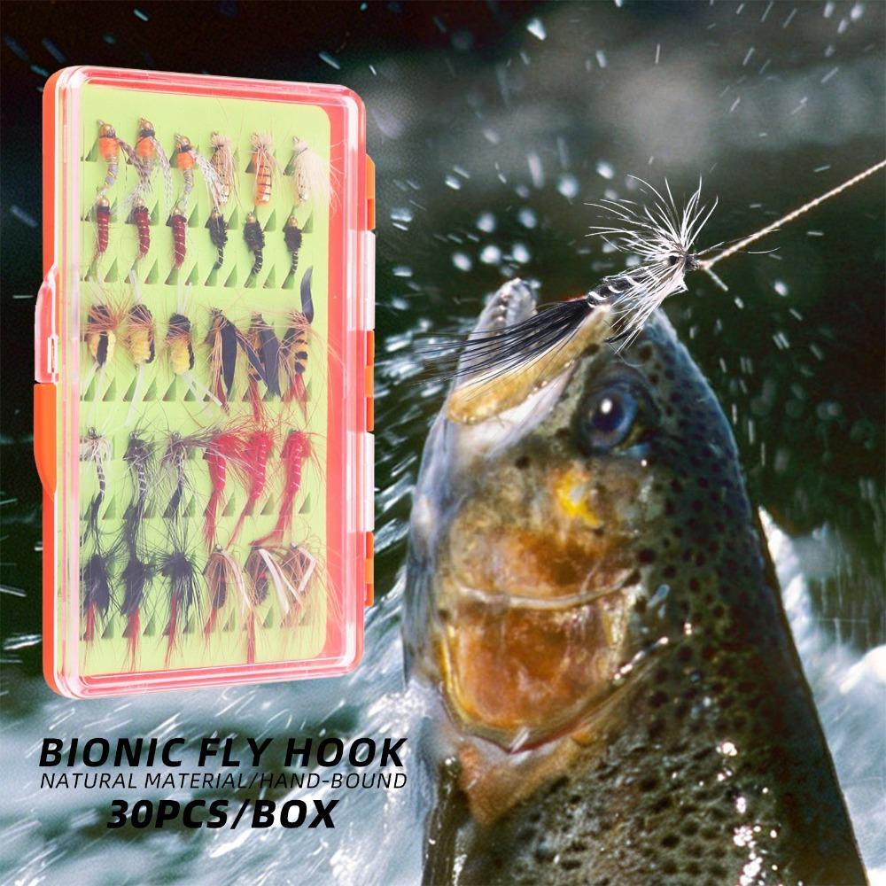30/32PCS with Carbon Steel Hook Fly Fishing Lures Lightweight Fly Fishing Bait Kit For Trout