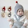Cute Baby Winter Ear Protection Cap Solid Color Pompom Knitted Lacing Hat Windproof Warm Infant Toddler Earmuffs Beanie