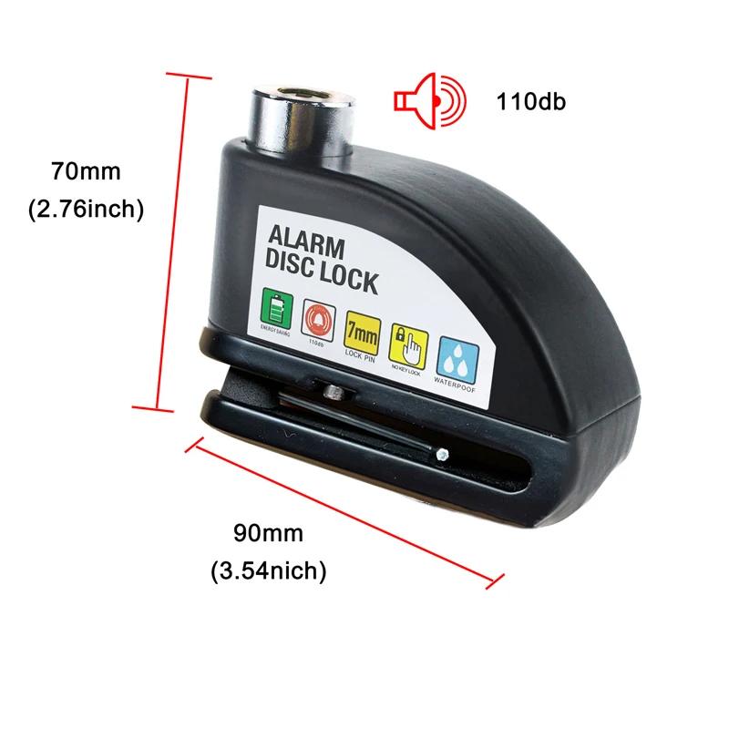 Мотоциклетный водонепроницаемый замок с сигнализацией, велосипедный замок, противоугонный замок, замок для дискового тормоза мотоцикла + сумка + трос-напоминатель