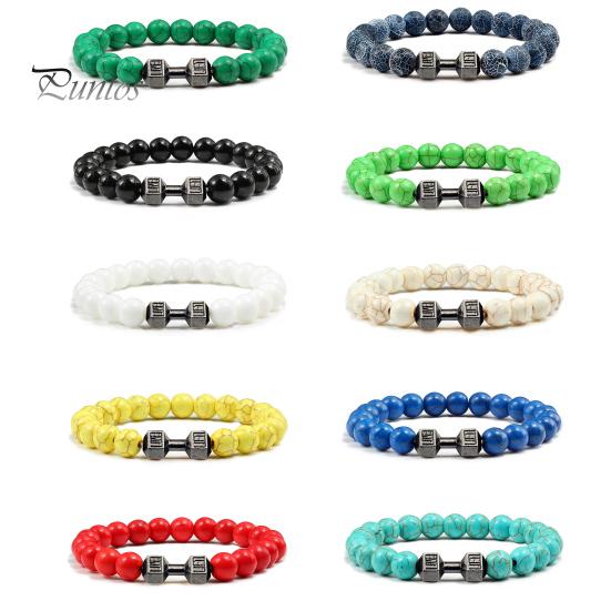 Браслет из бисера со штангой в этническом стиле, целебная энергия, красочный искусственный бирюзовый натуральный камень, круглые бусины, браслет для девочек, модные украшения