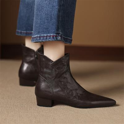 Модные новые осенне-зимние женские ботинки из овчины, туфли с острым носком, модные женские ботинки, универсальные ботильоны на среднем каблуке