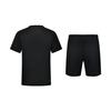 Li-Ning Однотонный дышащий тренировочный спортивный комплект из футболки с коротким рукавом и шорт, мужской комплект черного цвета AHST347-1+AKSS437-1