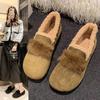 Women's Faux Suede Moccasin Shoes Fuzzy Plush Faux Fur Lined Loafer Shoes Winter Warm Non-slip Indoor Outdoor Low-Top Ultralight Casual Flat Shoes