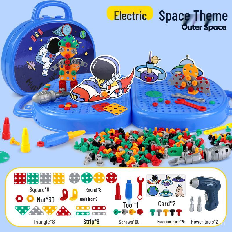 Детский набор инструментов с электрической дрелью для сборки и разборки своими руками