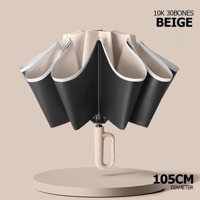UV Umbrella Windproof Umbrella for Men Women Fully Automatic Reverse Folding Umbrella with Reflective Stripe Carabiner Handle