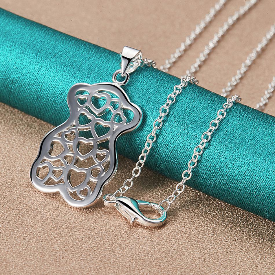 Ожерелье с подвеской «Маленький медвежонок» из стерлингового серебра 925 пробы для женских модных очаровательных ювелирных изделий