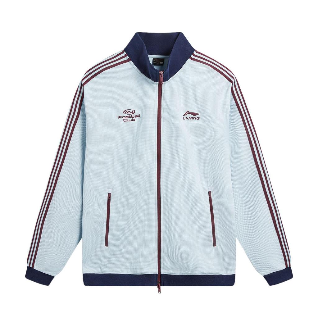 LI-NING Unisex Waffle Knit Stand Collar Zip-Up Jacket Light Milk Grey AWDW511-4