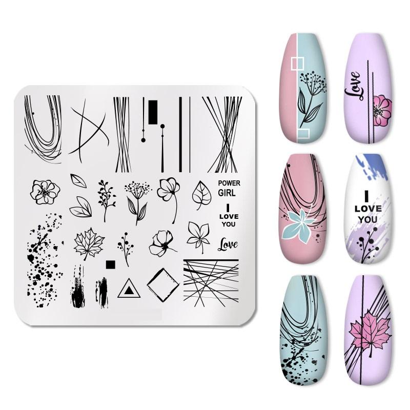 Штамповочные пластины для дизайна ногтей, листья, цветы, трафареты из нержавеющей стали, инструменты для штамповки изображений для ногтей, маникюрные инструменты