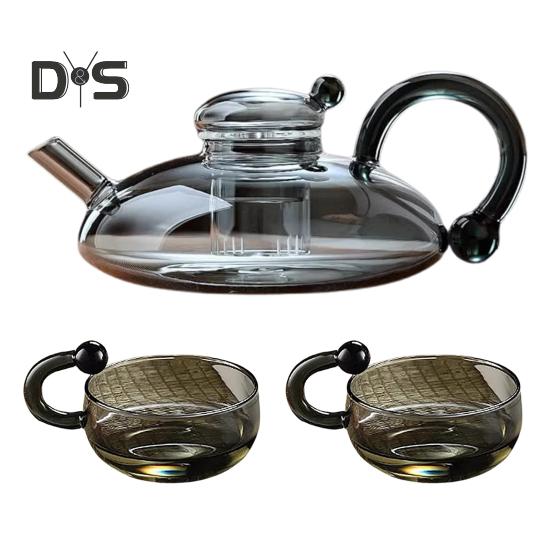 Стеклянный чайник со съемным фильтром для заваривания чая, термостойкий стеклянный чайник для листового чая, подходит для микроволновой печи, не содержит бисфенол-А, заварочный кувшин