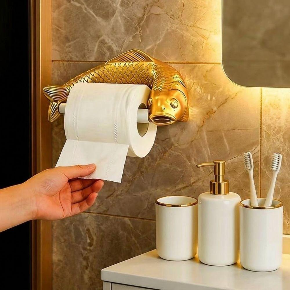 Golden Carp Toilet Paper Roll Holder Waterproof Plastic Tissue Paper Shelf Household