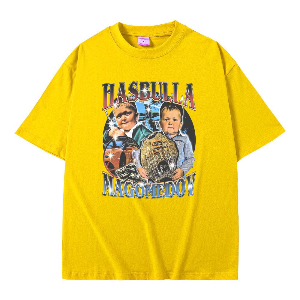 Hasbulla Magomedov Funny Meme T-shirt Men's Vintage Oversized Tshirt Men Women Casual 100% Cotton T Shirt Short Sleeve Fan Gift