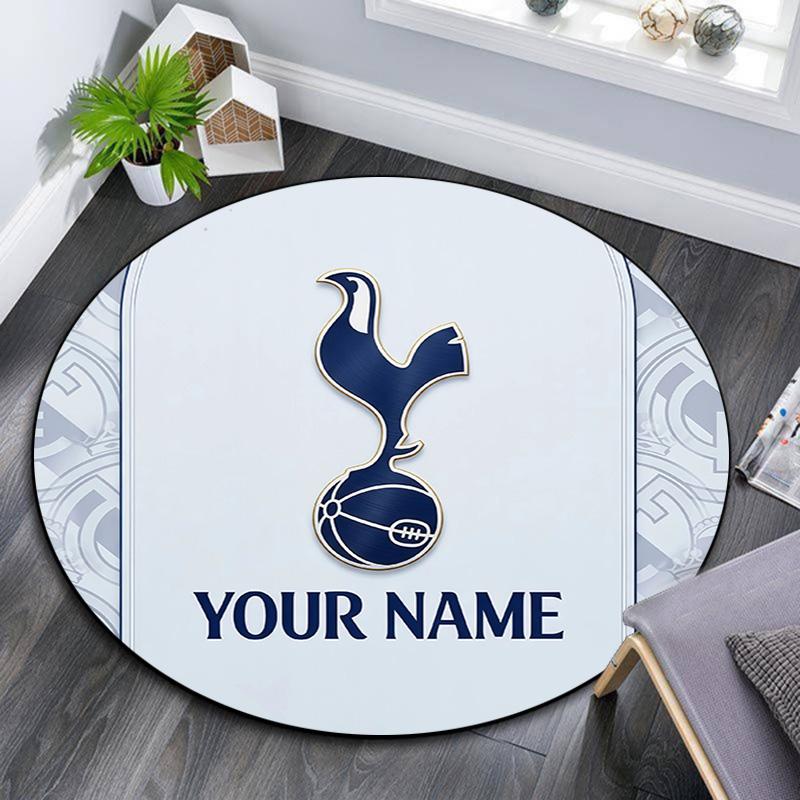 Custom Name Tottenham Round Area Rug,Carpet Rug for Living Room Bedroom Sofa Playroom Decor,Non-slip Floor Mat