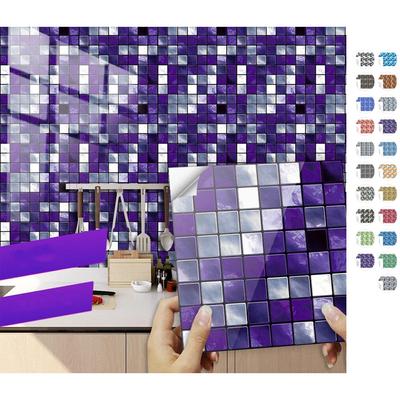 10 шт. 10x10 см фиолетовая мозаика твердая наклейка на плитку с плоской печатью в 2d-трансферной обложке для кухни, ванной комнаты обои Peel Stick Art Poster