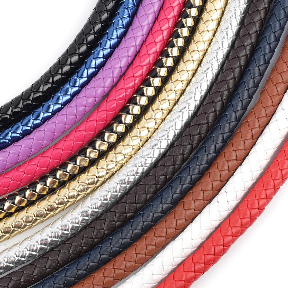 2pcs PU Leather Braided Rope Handles for Handbag Shoulder Bag Strap Handmade Bag DIY Accessories Alloy Metal Hook Buckle KZ0346