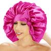 Hair Cap Satin Bonnet Extra Large Sleeping Bonnet Solid Color Bow Decor Elastic Band High Density Women Braids Curly Night Hat Bath Shower Cap