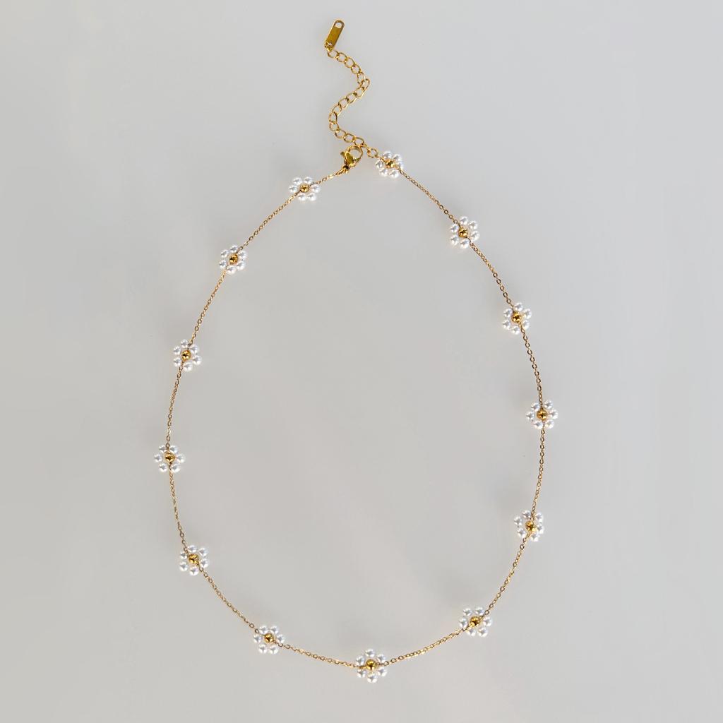 Женские ювелирные изделия Ремешки Летнее ожерелье с жемчужным цветком Модное ожерелье из титановой стали Цепочка на талию Браслет на щиколотку Набор из титановой стали Сохранение цвета